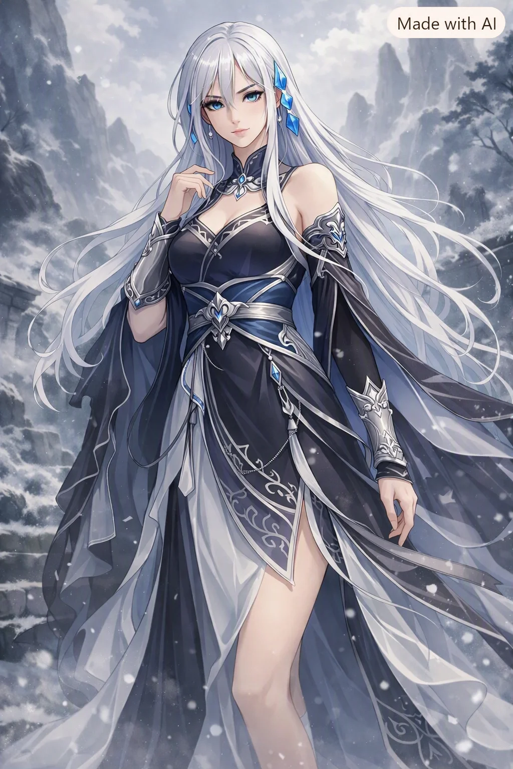 洛芊雪-冷艳圣女风插画（黑色）